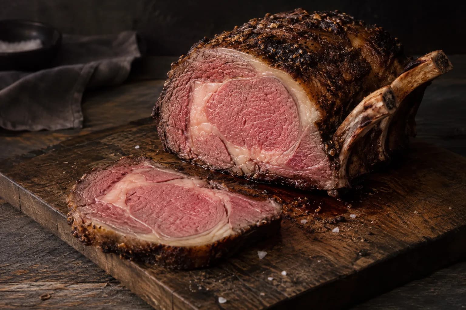 Prime rib (bone-in rib roast), smoked